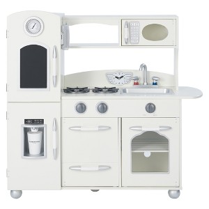 Teamson Kids Little Chef Westchester Retro Pretend Play Kitchen with Accessories, Ice Dispenser, Oven, Microwave, Refrigerator, White - 1 of 4
