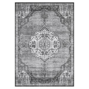 Washable Rug Vintage Oriental Distressed Rug Non Slip Non Shedding Rug Retro Medallion Foladable Rugs Low Pile Carpet for Bedroom Living Room Nursery - 1 of 4