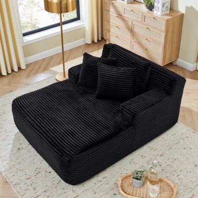 GDFStudio Kitto Corduroy and Compression Sponge 65"D Chaise Lounge