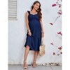 BLUEMING Maternity Dress Flowy Smocked A Line Sundress with Ruffle Strap Sweetheart Neck Seersucker Dress - 2 of 4