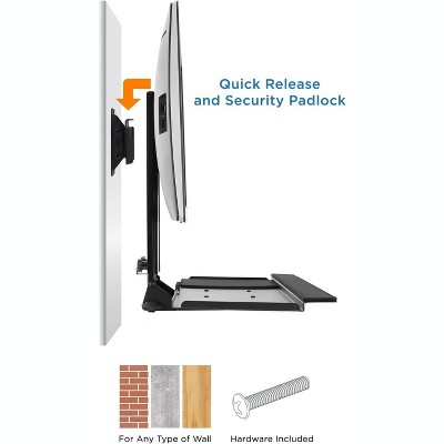 Black Adjustable Wall Mount for Monitor and Keyboard with CPU Holder