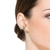 Guili Wasp Sterling Silver 14K Yellow Gold Plated with Emerald or Sapphire Cubic Zirconia Pave Stud Earrings for a Bold and Stylish Statement Look - 2 of 4