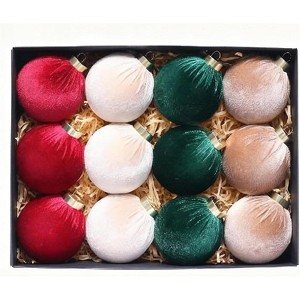 COZONY 12-Piece Shatterproof Fabric Covered Christmas Ball Ornaments - 1 of 4
