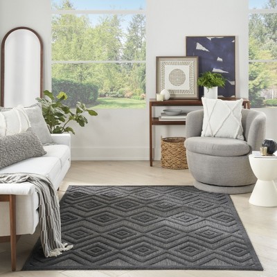 Charcoal Black Diamond Flat Woven 4' x 6' Rug