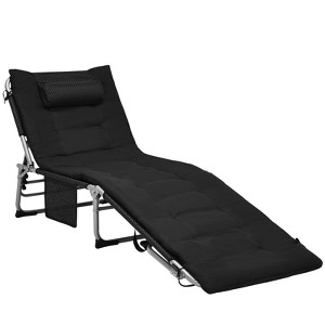 Tangkula 4-Level Oversize Folding Chaise Lounge Adjustable Outdoor Beach with Removable Cushion - 1 of 4