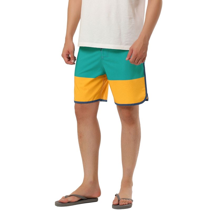TATT 21 Men's Summer Casual Color Block Drawstring Surfing Beach Board Shorts, 4 of 7