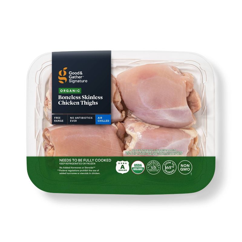 Organic Boneless Skinless NAE Chicken Thighs - 0.6-1.5 lbs - price per lb - Good &#38; Gather&#8482;, 1 of 5