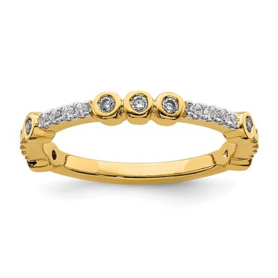 Black Bow Jewelry 2mm 14k Yellow Gold White Topaz & .08 Ctw Diamond Stackable Band