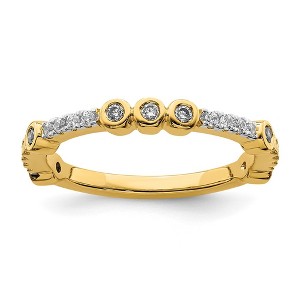 Black Bow Jewelry 2mm 14k Yellow Gold White Topaz & .08 Ctw Diamond Stackable Band - 1 of 4