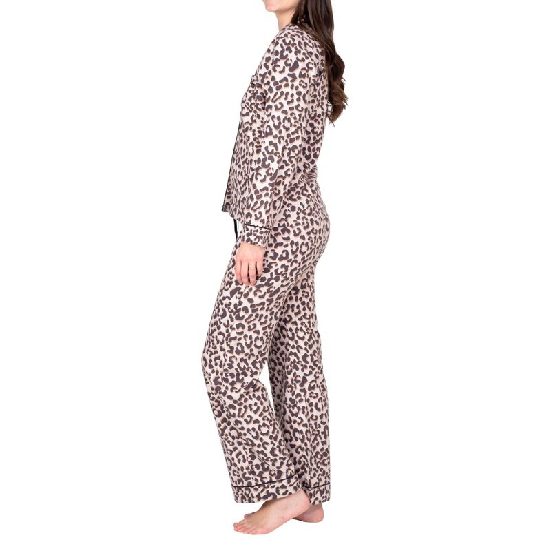 Blis Women's Long Sleeve Flannel Notch Pajama Set, 2 of 5