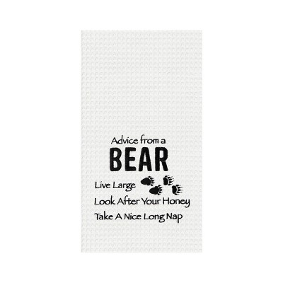 C&F Home Advice From A Bear Embroidered Waffle Weave Kitchen Towel