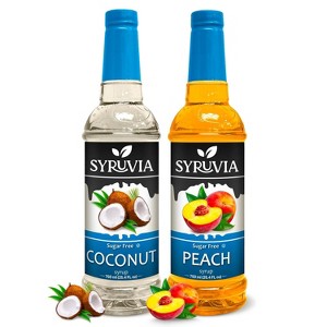 Syruvia Sugar Free Coffee Flavors Variety Pack: Coconut & Peach 25.4 fl oz Syrup - 1 of 4