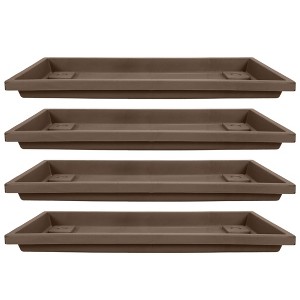 The HC Companies Akro Mils Farmhouse Venetian 18 Inch Rectangular Flower Box Plant Saucer Drip Tray, Chocolate Brown (4 Pack) - 1 of 4