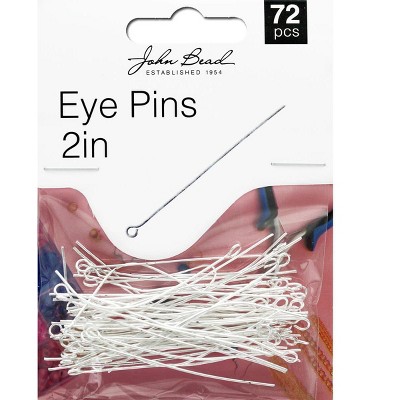 John Bead Must Have Findings Metal Silver 22ga 2" Eye Pins for Jewelry Making Findings, 72 Pieces