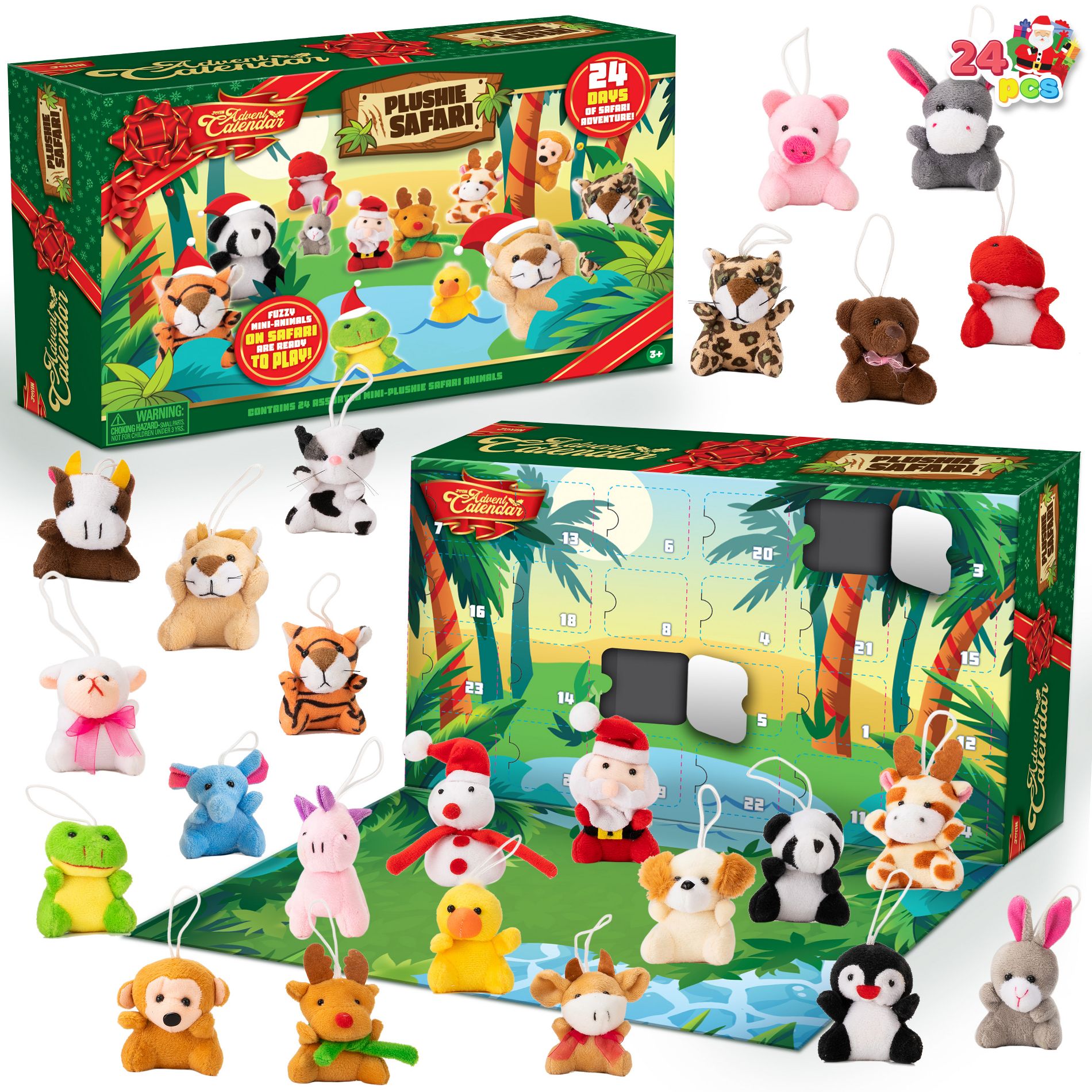 Joyfy 2025 Christmas Advent Calendar – 24 Days Mini Plush Animal Surprises Countdown to Christmas with Daily Stuffed Animal Friends!