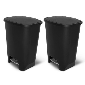 Glad Kitchen Trash Can with Lid and Garbage Bag Rings, 20 Gal, Black, 2 Pack - 1 of 1