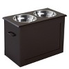 16'' Elevated Dog Feeder with Storage Cabinet,Raised Pet Bowl Stand for Large Dogs,2 Stainless Steel Bowls–LAOTIES - 3 of 4