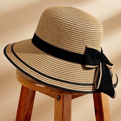 Women's Chic Black Bow Embellished Straw Sun Hat - Cupshe - image 3
