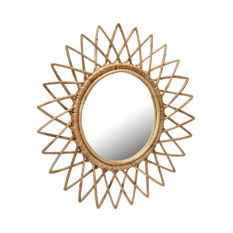 Storied Home Round Cane Sunburst Wall Mirror Natural, 5 of 8