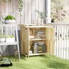 Outsunny Outdoor Garden Shed, Wooden Backyard Shed with Metal Tabletop, Shelf and 2 Doors for Patio, Lawn - 3 of 4