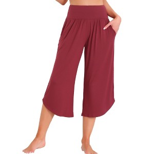 INSPIRE CHIC Women's Capri Lounge Yoga Summer Wide Leg with Pockets Workout Sweat Pajama Pants - 1 of 4