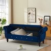 63" Velvet Entryway Bench with Storage, Rolled Arm Tufted Ottoman with Crystal Buttons for Living Room, Bedroom or End of Bed – Cuddlewood - 3 of 4