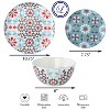 Lorren Home Trends Floral Bone China Dinnerware Set, 12 Piece Service for 4, Blue Red Gray Pattern, Dishwasher Microwave Safe - 2 of 4