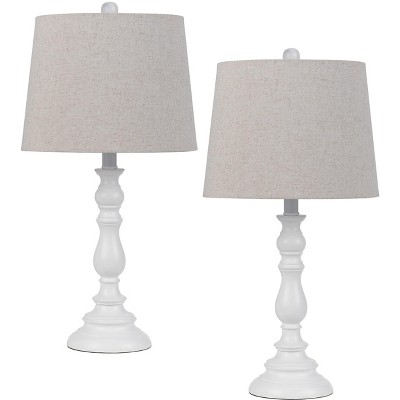Cal Lighting BO-3096TB-2 60W Chester Candlestick Resin Table Lamp with Hardback Taper Drum Fabric Shade (Sold As Pairs), White