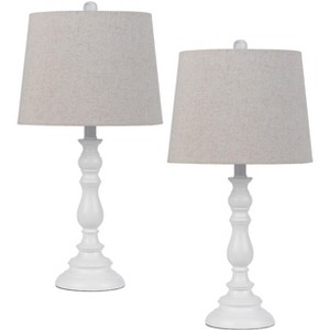 Cal Lighting BO-3096TB-2 60W Chester Candlestick Resin Table Lamp with Hardback Taper Drum Fabric Shade (Sold As Pairs), White - 1 of 4