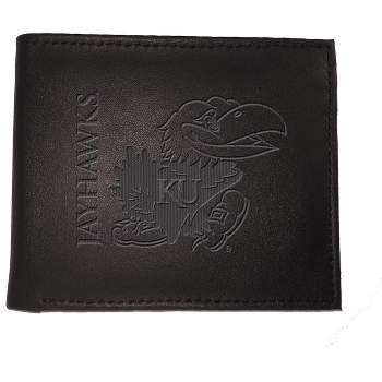 Evergreen NCAA Kansas Jayhawks Black Leather Bifold Wallet Officially Licensed with Gift Box