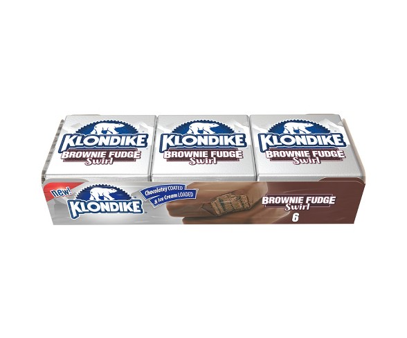 Klondike Brownie Fudge Swirl Ice Cream Bars Dipped in Chocolately Coating - 6ct