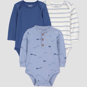 Carter's Just One You® Baby Boys' 3pk Airplanes Long Sleeve Bodysuit - Blue - 1 of 4