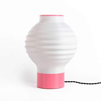 15" Asian Lantern Vintage Traditional Plant-Based PLA 3D Printed Dimmable LED Table Lamp White - JONATHAN Y