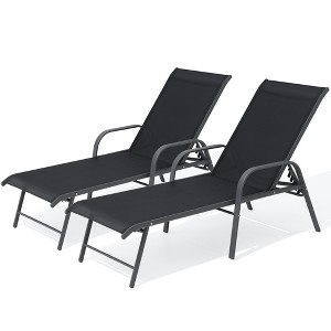 Pellebant Outdoor Lounger Aluminum Adjustable Chaise Lounge Chairs with Arms (Set of 2) - 1 of 4