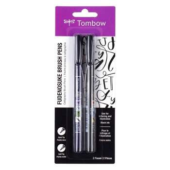Arteza Calligraphy Markers, Set of 6, Water-Resistant Black Ink, Flat Chisel-Tip