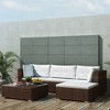 vidaXL 5 Piece Patio Lounge Set - Poly Rattan, Brown - Durable, All-Weather Outdoor Sofa Set with Cushions, Ottoman and Tea Table - 2 of 4