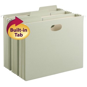 Smead FasTab  Hanging File Pocket with Full-Height Gusset, 3-1/2" Expansion, 1/3-Cut Built-in Tab, Letter Size, Moss, 9 per Box  (64222) - 1 of 4