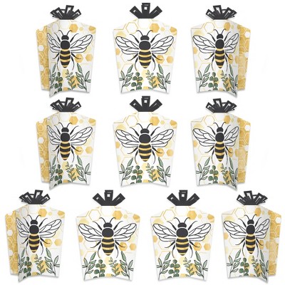 Big Dot of Happiness Little Bumblebee - Table Decorations - Bee Baby Shower or Birthday Party Fold and Flare Centerpieces - 10 Count