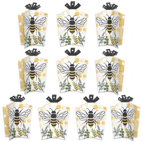 Big Dot of Happiness Little Bumblebee - Table Decorations - Bee Baby Shower or Birthday Party Fold and Flare Centerpieces - 10 Count