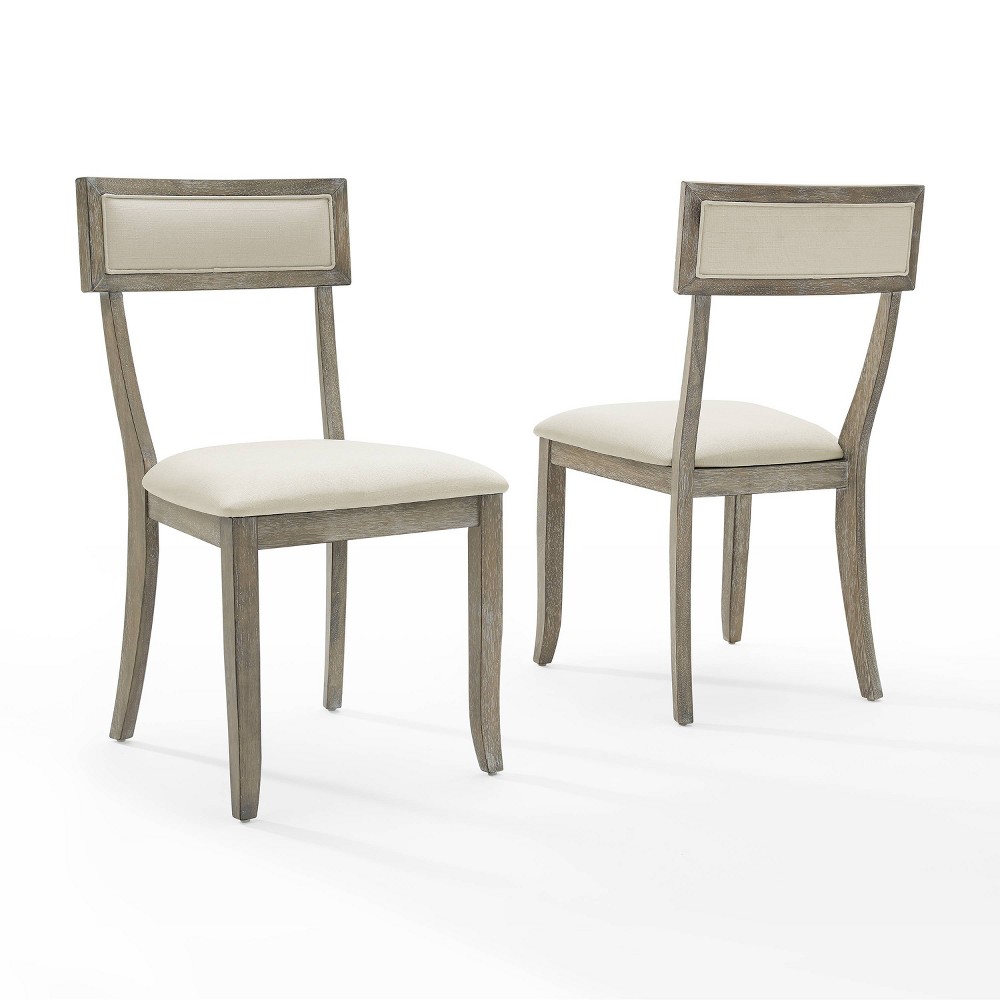 Photos - Dining Table Crosley Set of 2 Alessia Dining Chairs Rustic Gray Wash: Upholstered, Rubberwood Legs, Foam Padded 