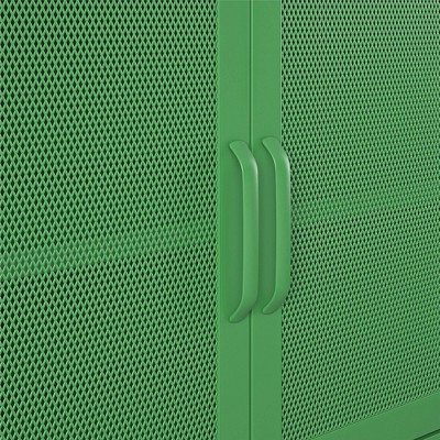 Kelly Green Metal 2 Door Storage Cabinet with Mesh Doors