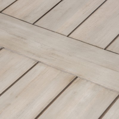 Borocay Light Gray Acacia Wood Splayed H-Frame Dining Table