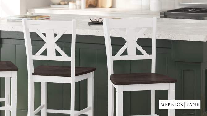 Merrick Lane Set of Two Solid Wood Modern Farmhouse Dining Stool, 2 of 13, play video