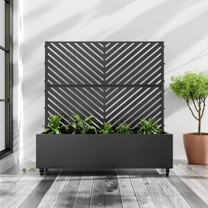 Dovelina Iron Black Arch Mobile Planters Planting Box Trellis for Climbing Plants - 1 of 4