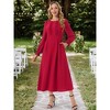 INSPIRE CHIC Women's Elegant Frilled Crewneck Midi Long Sleeve Pleated A-Line Flowy Dress with Pockets - 3 of 4