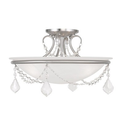 Livex Lighting Chesterfield/Pennington 3 - Light Semi-Flush Mount in  Brushed Nickel