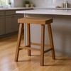HomeRoots 27" Natural Solid Wood Backless Counter Height Bar Chair - 2 of 4