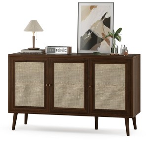 PexFix Sideboard Buffet Cabinet Kitchen Cabinet with 3 Rattan Doors and Adjustable Shelves - 1 of 4
