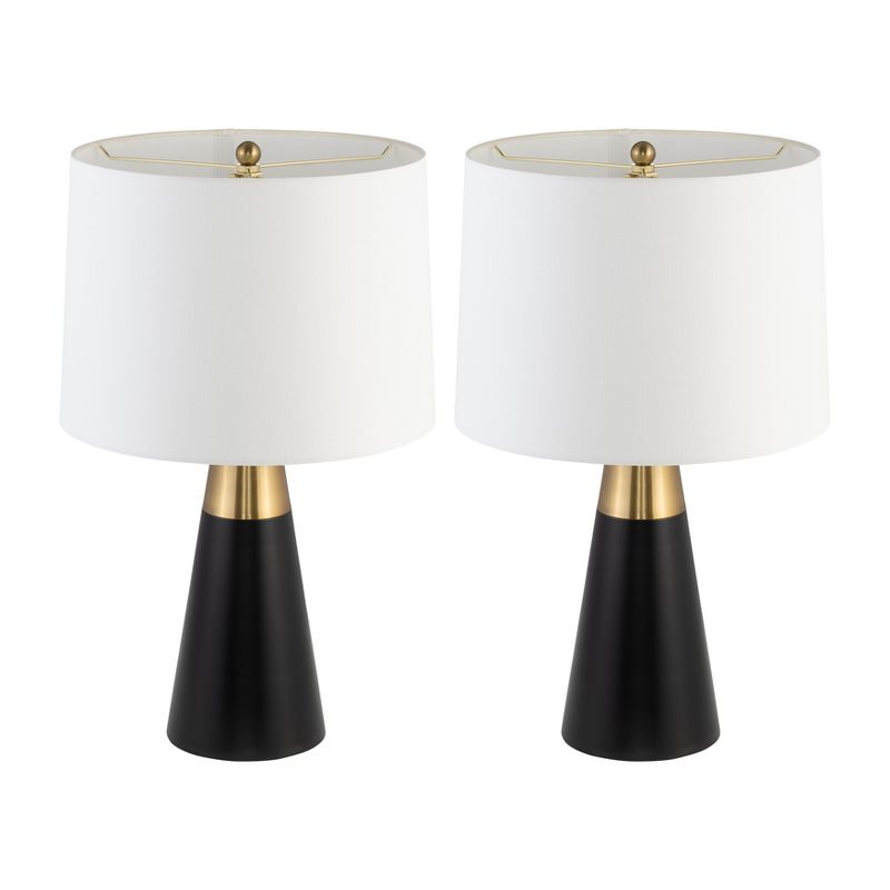 SAGEBROOK HOME (Set of 2) 23&#34; 2-Tone Cone Table Lamps Black/Gold, 1 of 9