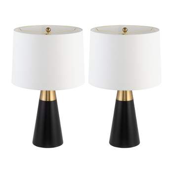 SAGEBROOK HOME (Set of 2) 23" 2-Tone Cone Table Lamps Black/Gold